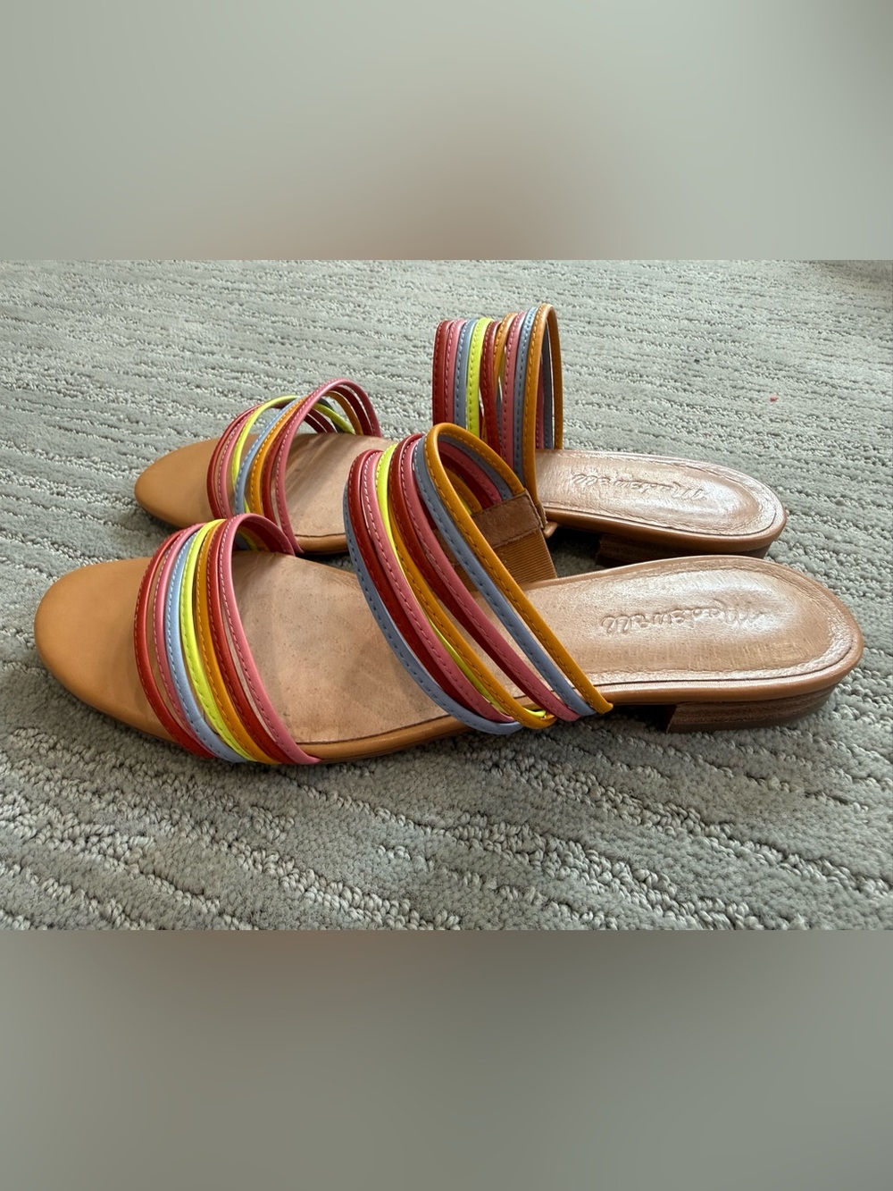 Madewell The Meg Multicolor Strappy Slide Sandals Size 9